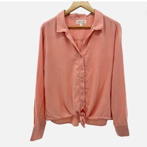 Cloth & Stone Peach Front Tie Blouse Medium
